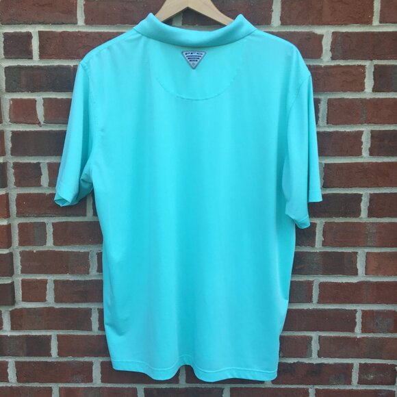 Columbia PFG Polo Shirt Mens Large Mint Green Omni-Shade - Picture 2 of 13